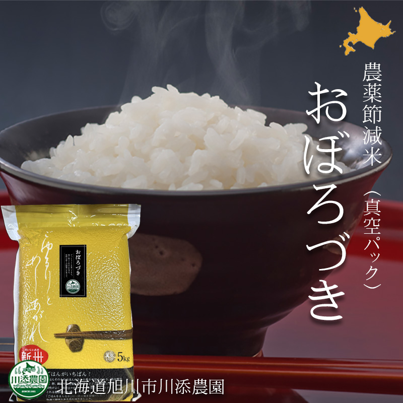 おぼろづき 農薬節減米 白米5kg 令和6年度北海道産（真空パック）【旭川 川添農園】